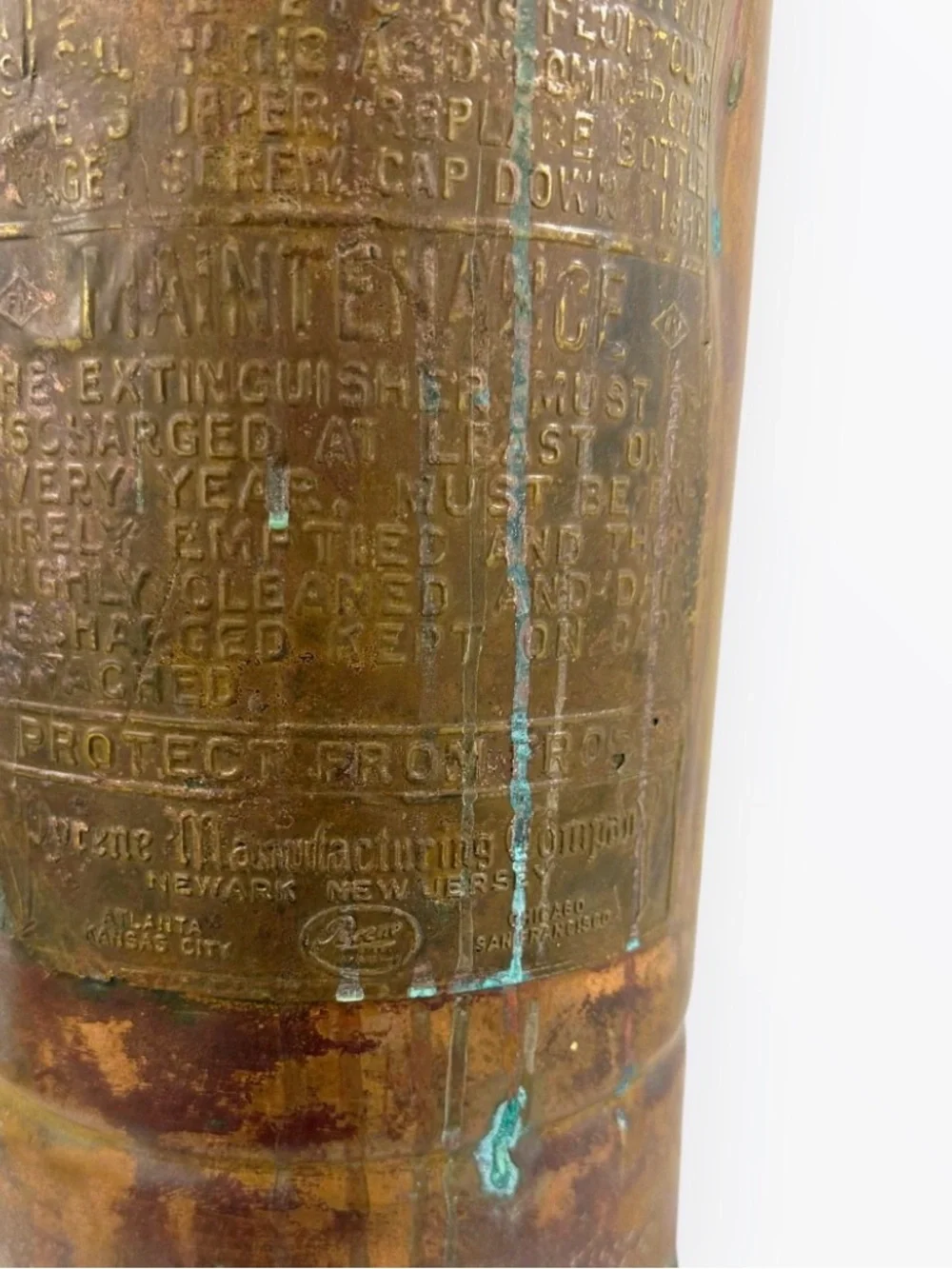 Antique Essanay Copper Soda Acid Fire Extinguisher Pyrene c1930-1935 2.5 Gal